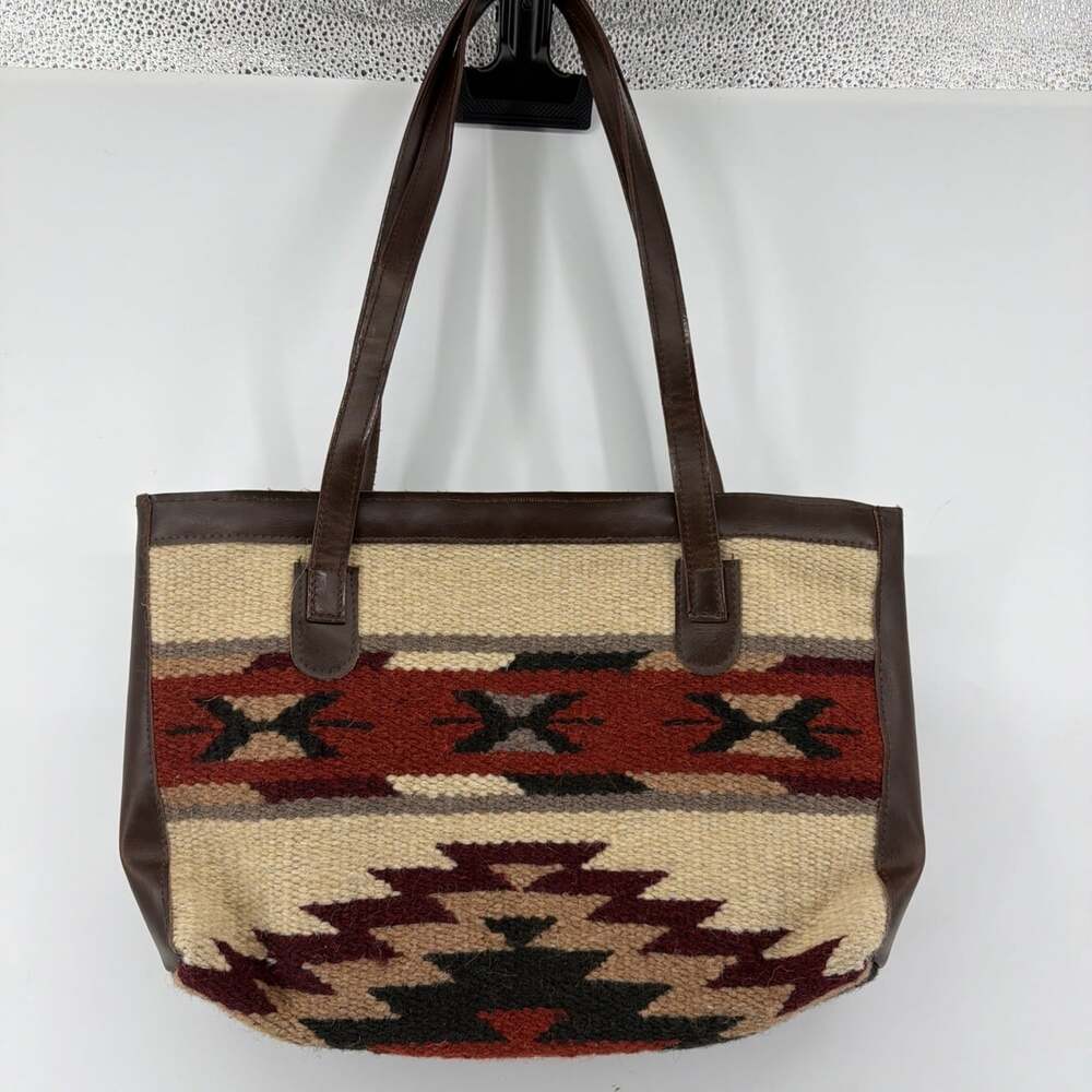 Aztec Print Woven Saddle Blanket Tote Bag Purse South Western Bohemian Boho
